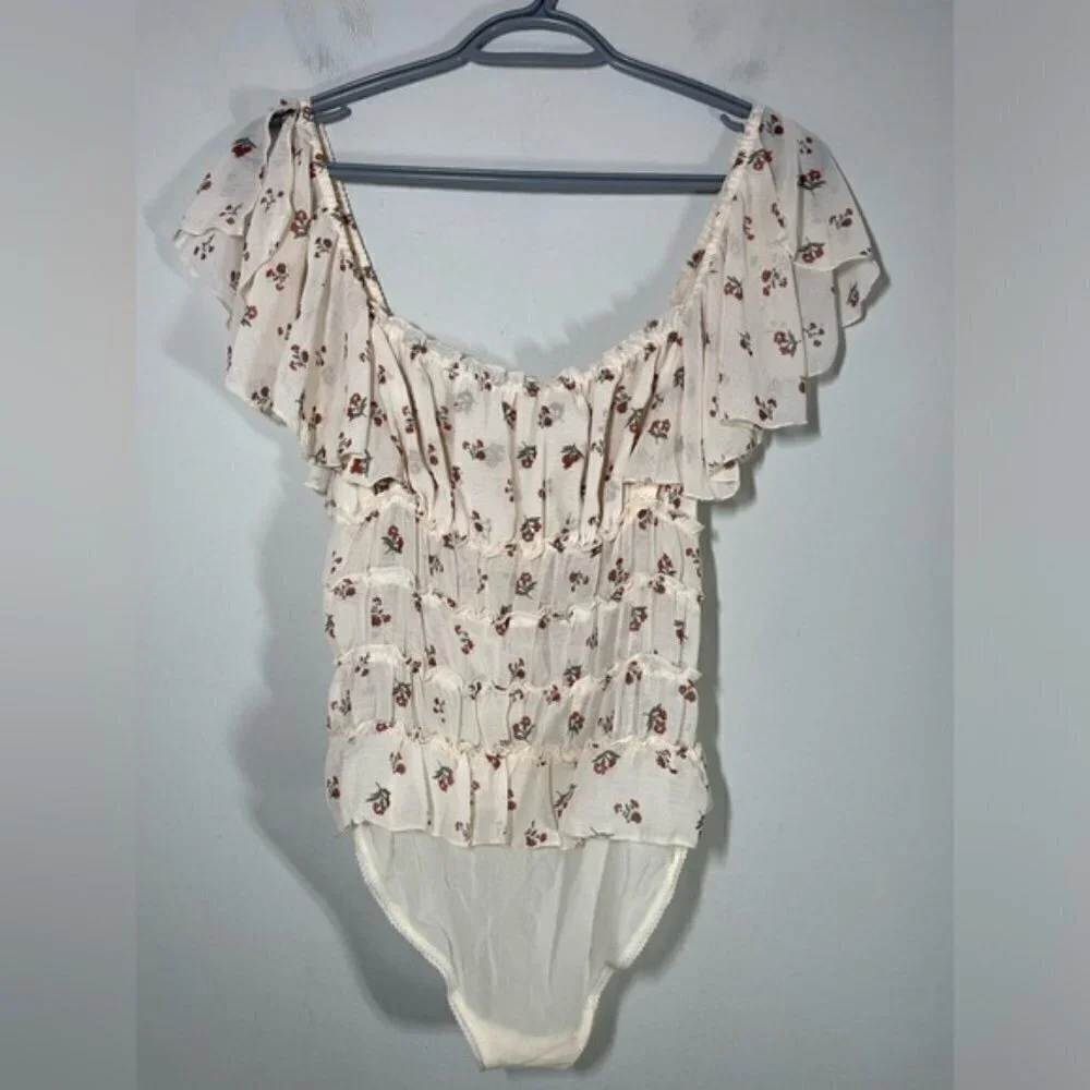 FREE PEOPLE  Juliet Printed Bodysuit cream - Ivory Combo size S